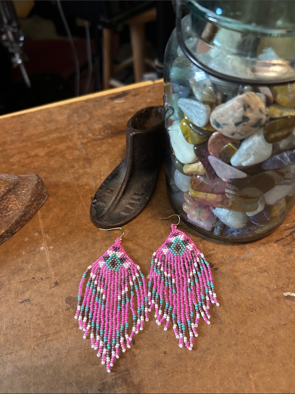 Myra Bag Pink Beaded Earrings